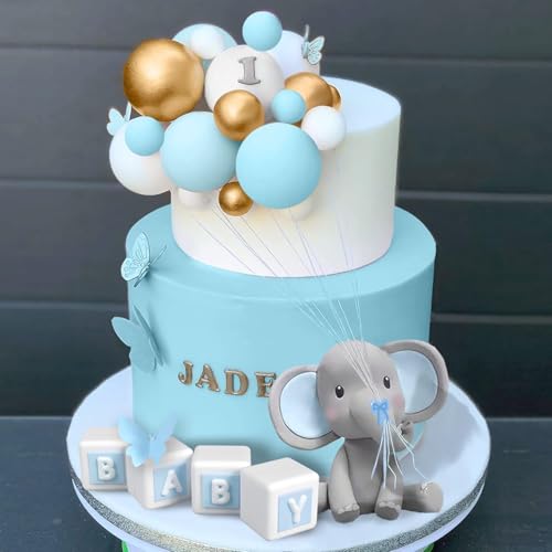 30 Stück Elefant Tortendeko Geburtstag, Cupcake Deko Oh Baby Kuchen Topper, Schmetterling Cake Topper für Babyparty Baby Shower Partydeko von CHONGQILAO