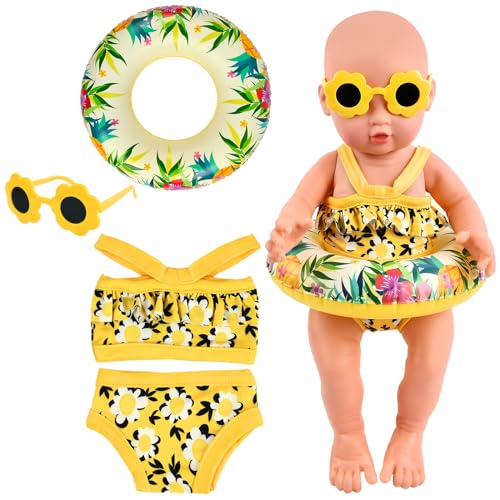 Schwimm-Set für Puppen, Puppenkleidung Sommer Puppenzubehör Kleidung Outfits für Baby Puppen Schwimmset für Puppen mit Badeanzug Schwimmring Sonnenbrille für 35-45 cm New Born Baby Puppen Schwimm-Set für Puppen, Puppenkleidung Sommer Puppenzubehör Kleidung Outfits für Baby Puppen Schwimmset für Puppen mit Badeanzug Schwimmring Sonnenbrille für 35-45 cm New Born Baby Puppen von CHONGQILAO