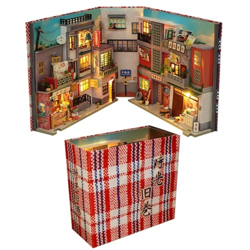 Book Nook Kit, DIY Miniaturhaus-Set für Erwachsene, Puppenhaus-Bücherregal-Dekoration, 3D-Holzpuzzle, Buchstütze, Bastelmodellbausätze für Erwachsene zum Bauen von CHOOYIH