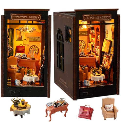 DIY Book Nook Kit, 3D-Holzpuzzle-Buchstützen, DIY-Miniaturhaus-Set mit LED für Bücherregal-Einsatz, Dekoration, DIY-Modellbausätze für Erwachsene und Jugendliche zum Bauen DIY Book Nook Kit, 3D-Holzpuzzle-Buchstützen, DIY-Miniaturhaus-Set mit LED für Bücherregal-Einsatz, Dekoration, DIY-Modellbausätze für Erwachsene und Jugendliche zum Bauen von CHOOYIH