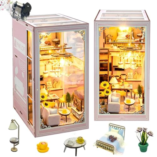 DIY Book Nook Kit, 3D Wooden Puzzle House,DIY Miniature Dollhouse Kit with Music,Model Kits for Adults to Build, Creative Bookends Building Model Kit Gift for Teens von CHOOYIH