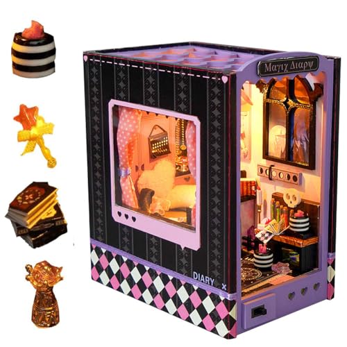 DIY Book Nook Kit, Miniatur-Puppenhaus-Buchecken-Set mit Möbel-LED-Licht, 3D-Holzpuzzle, Bücherstütze, Bücherregal, Dekoration für Erwachsene und Teenager DIY Book Nook Kit, Miniatur-Puppenhaus-Buchecken-Set mit Möbel-LED-Licht, 3D-Holzpuzzle, Bücherstütze, Bücherregal, Dekoration für Erwachsene und Teenager von CHOOYIH