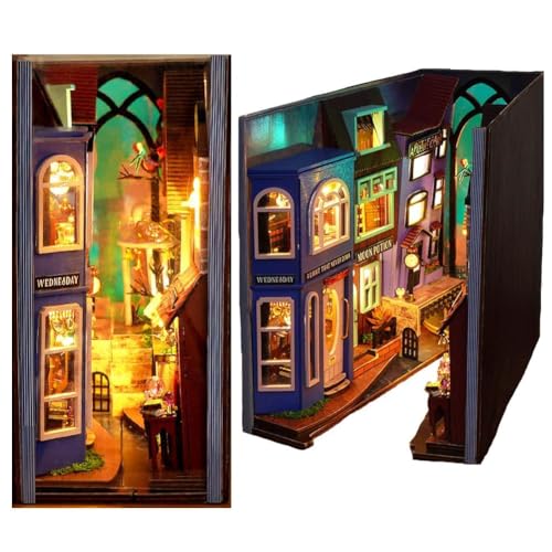 DIY Book Nook Kit Miniatur Holz Puppenhaus 3D Holzpuzzle mit LED-Lichtern Bücherregal Lnsert Dekor Buchstütze Puppenhaus Kit Basteln für Erwachsene DIY Book Nook Kit Miniatur Holz Puppenhaus 3D Holzpuzzle mit LED-Lichtern Bücherregal Lnsert Dekor Buchstütze Puppenhaus Kit Basteln für Erwachsene von CHOOYIH