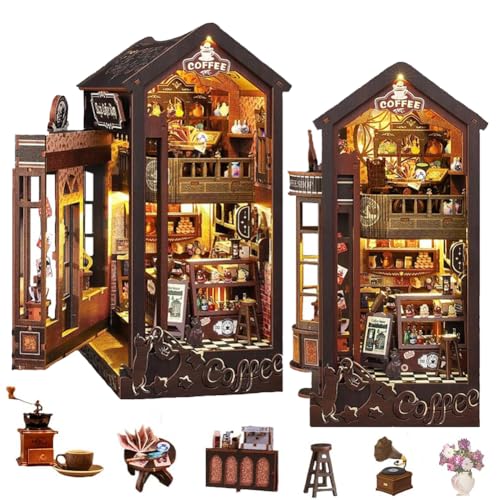 DIY Buch Nooks Kit für Erwachsene, 3D Holz Puzzle Miniatur Haus Bookends Nook Buch Holz Puppen Haus Weihnachten Geburtstag Ideen Geschenke für Teenager von CHOOYIH