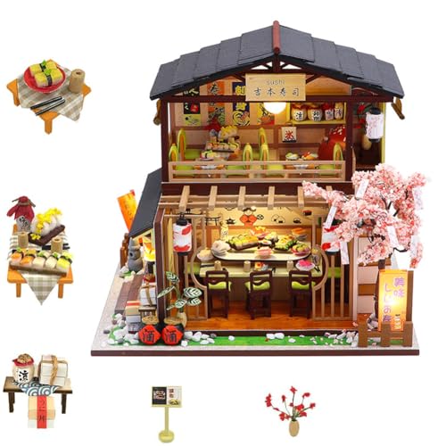 DIY Dollhouse Miniature Kit with LED Light,Japanese Style Dollhouse Home Craft Model Kit,Wooden Dolls House Toy for Adult Teen Birthday DIY Dollhouse Miniature Kit with LED Light,Japanese Style Dollhouse Home Craft Model Kit,Wooden Dolls House Toy for Adult Teen Birthday von CHOOYIH