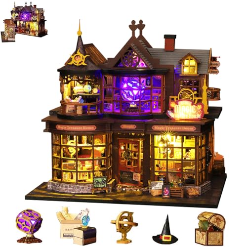 DIY Miniaturhaus-Set, magisches Puppenhaus, Mini-Puppenhaus-Bauset mit LED-Lichtern, Möbel, Miniatur-Puppenhaus-Set, Holzhandwerk für Erwachsene, Teenager, Geschenke DIY Miniaturhaus-Set, magisches Puppenhaus, Mini-Puppenhaus-Bauset mit LED-Lichtern, Möbel, Miniatur-Puppenhaus-Set, Holzhandwerk für Erwachsene, Teenager, Geschenke von CHOOYIH
