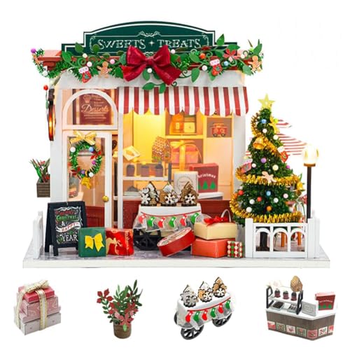 DIY Weihnachten Puppenhaus Miniatur Kit Holz Puppenhaus mit LED-Lichtern Holzpuzzle Hände Handwerk für Erwachsene Teens Geburtstagsgeschenke DIY Weihnachten Puppenhaus Miniatur Kit Holz Puppenhaus mit LED-Lichtern Holzpuzzle Hände Handwerk für Erwachsene Teens Geburtstagsgeschenke von CHOOYIH