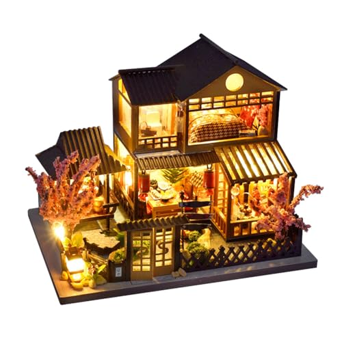 Mini-Villa im japanischen Stil, Miniatur-Holzpuppenhaus, DIY-Puppenhaus-Set, Villenbau, 3D-Modell, kreative Geschenke für Freunde und Eltern (Mini-Villa im japanischen Stil) von CHOOYIH