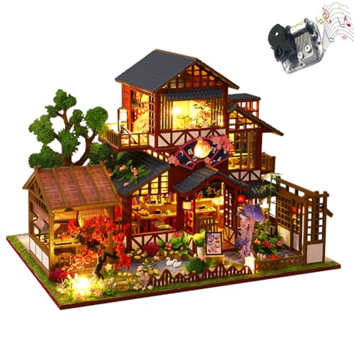 Miniatur-Puppenhaus-Set zum Selbermachen, mit LED-Licht und Musik, DIY-Holzpuppenhaus-Set, Maßstab 1:24, japanischer Stil, Villa Puppenhaus-Set, Geburtstagsgeschenk für erwachsene Freunde Miniatur-Puppenhaus-Set zum Selbermachen, mit LED-Licht und Musik, DIY-Holzpuppenhaus-Set, Maßstab 1:24, japanischer Stil, Villa Puppenhaus-Set, Geburtstagsgeschenk für erwachsene Freunde von CHOOYIH