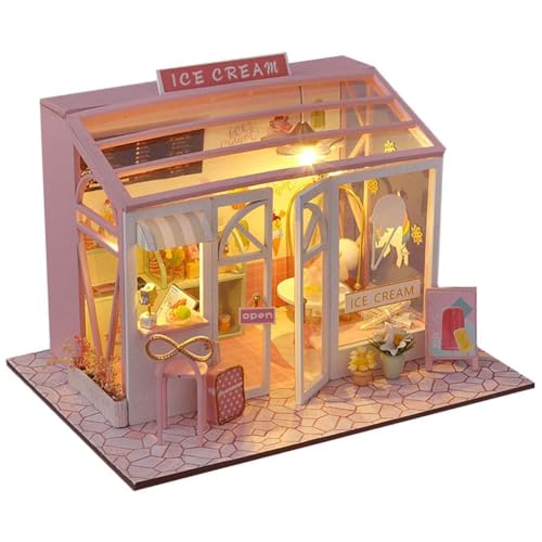 Miniatur-Puppenhaus-Set zum Selbermachen mit Möbeln, DIY-Eisdiele, Holzpuppenhaus-Kits zum Bauen für Teenager und Erwachsene, Geburtstagsgeschenk Miniatur-Puppenhaus-Set zum Selbermachen mit Möbeln, DIY-Eisdiele, Holzpuppenhaus-Kits zum Bauen für Teenager und Erwachsene, Geburtstagsgeschenk von CHOOYIH
