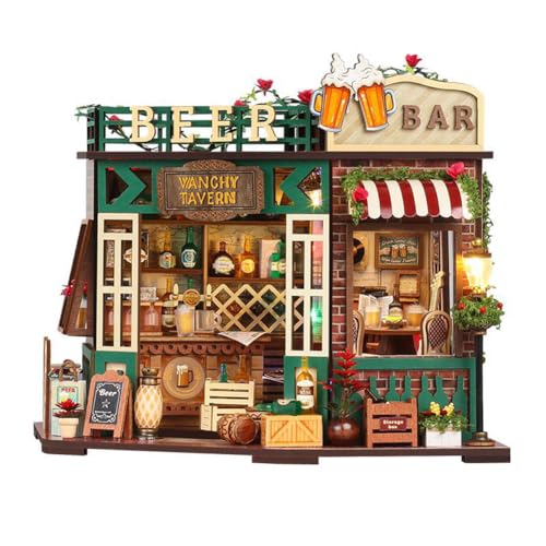 Miniaturhaus-Kits zum Selbermachen, Holzpuppenhaus mit LED, Mini-Haus-Bauset für Erwachsene zum Bauen, 3D-Holzpuzzles, Heimdekoration, Geschenk für Erwachsene und Jugendliche von CHOOYIH