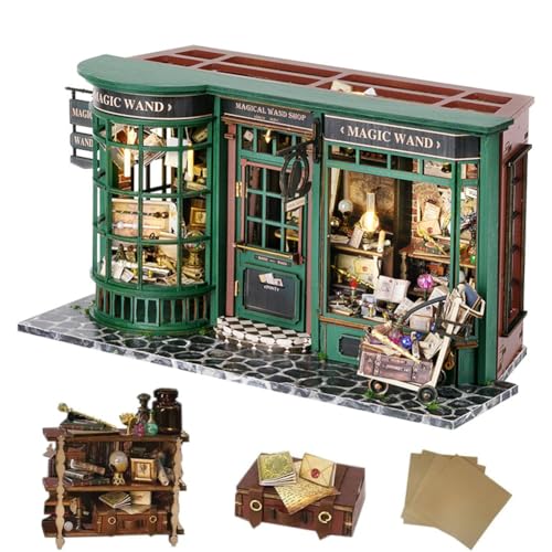 Puppenhaus-Miniatur mit Staubschutz, magisches Puppenhaus aus Holz, Miniaturhaus-Set, DIY-Mini-Haus-Set für Erwachsene zum Bauen von CHOOYIH