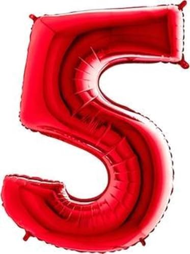 CHPN - Folienballon - 5 Jahre - 100CM - Zahlenballon - Roter Ballon - Ballon - Partydekoration - Geburtstag - Party - Geburtstag - 5 - Fünf - Rote Zahlenballon - Großer Ballon CHPN - Folienballon - 5 Jahre - 100CM - Zahlenballon - Roter Ballon - Ballon - Partydekoration - Geburtstag - Party - Geburtstag - 5 - Fünf - Rote Zahlenballon - Großer Ballon von CHPN