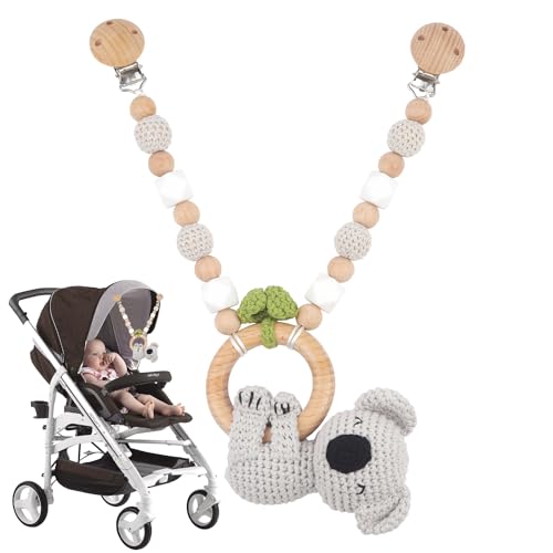 CHRI Kinderwagenkette Holz Baby Kinderwagenspielzeug Mädchen Junge Kinderwagen Kette aus Holz und Silikon CHRI Kinderwagenkette Holz Baby Kinderwagenspielzeug Mädchen Junge Kinderwagen Kette aus Holz und Silikon von CHRI