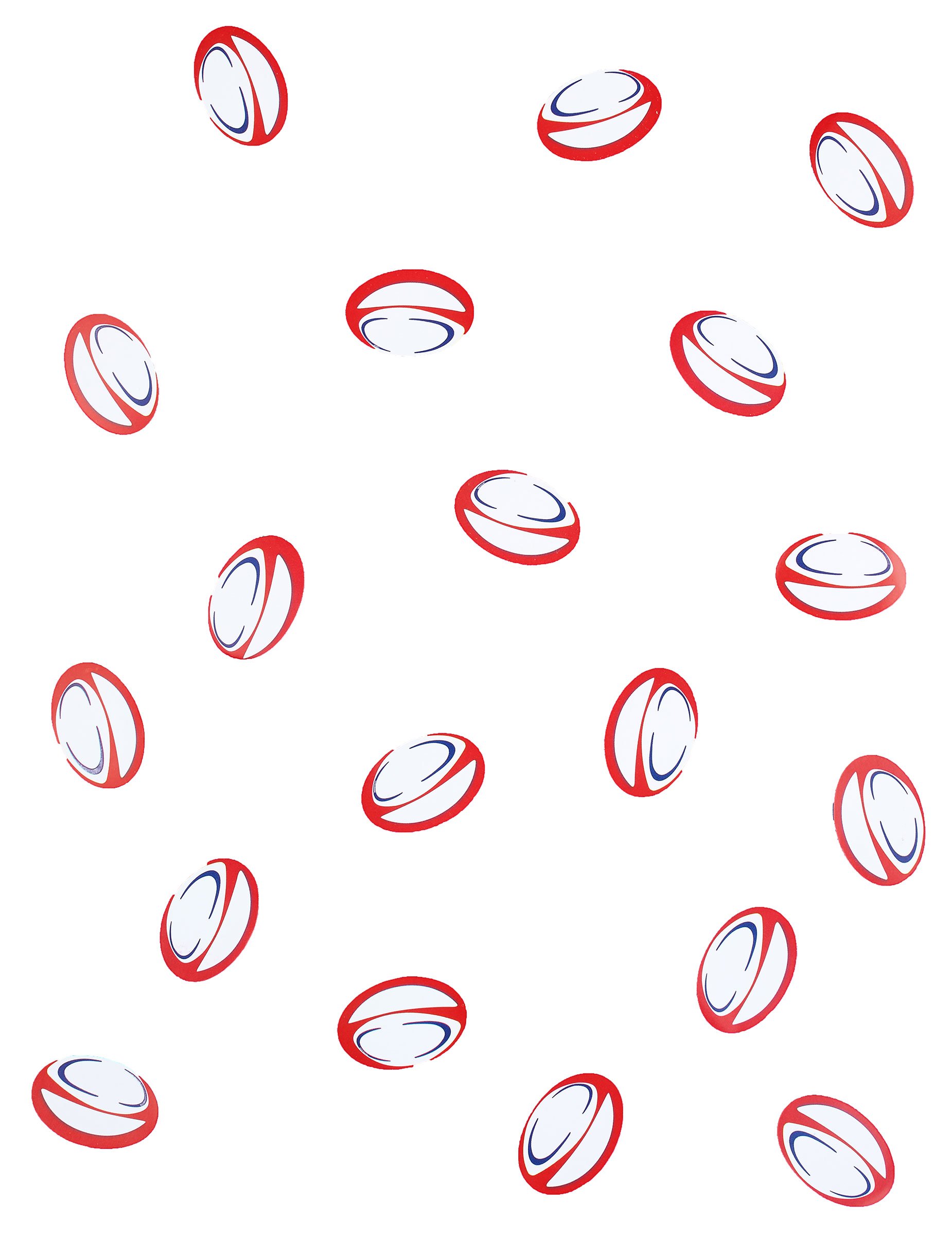 150 Tischkonfetti Rugby Ball rot und blau von CHRISTIANFABRICATIONS