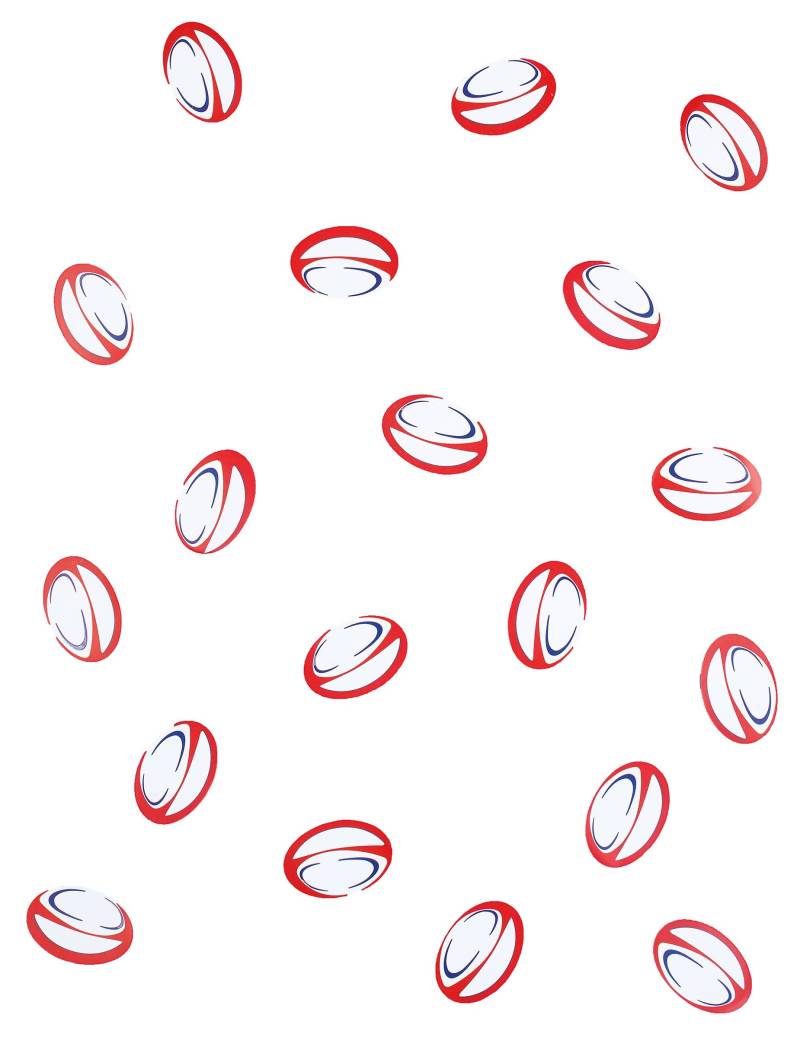 150 Tischkonfetti Rugby Ball rot und blau von CHRISTIANFABRICATIONS