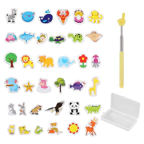 36 Stück Hölzerne Kindermagnete Und 1 Stück Teleskop-Fingerlesestab, Cartoon-Tiermagnete, Früherziehungsspielzeug Für Kinder, Lernspielzeug Für Kinder 36 Stück Hölzerne Kindermagnete Und 1 Stück Teleskop-Fingerlesestab, Cartoon-Tiermagnete, Früherziehungsspielzeug Für Kinder, Lernspielzeug Für Kinder von CHROMACRAFT