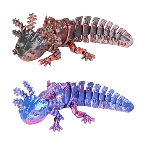CHROMACRAFT 2 Stück Axolotl-Spielzeuge, Kreative 3D-Gedruckte Miniatur-Salamander-Figuren, Niedliche Tierornamente, Desktop-Ornamente Zur Dekoration von CHROMACRAFT