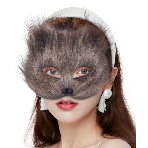 CHROX Halloween Tier Gesichtsbedeckung | Halloween Tier Halbgesichtsbedeckung,Fancy Dress Half Face Furry Cosplay Kostüm für Bühnenauftritte, Maskerade von CHROX