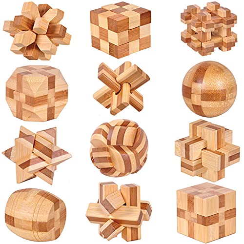 3D Holz Pädagogisches Spielzeug Denkaufgabe Puzzle, Logikspiele aus Holz, IQ Test Mind Game Denkaufgabe Zaubertrick Spielzeug für Kinder und Erwachsene von CHSEEO