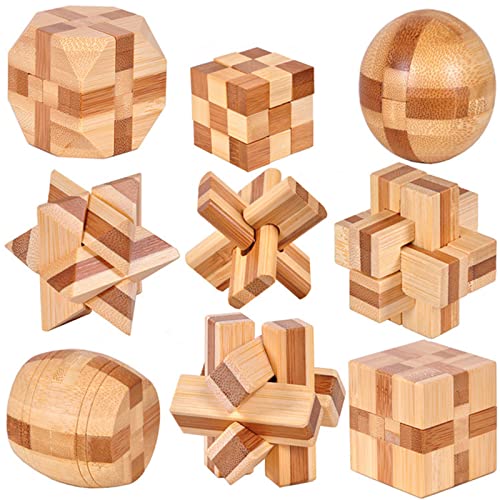 3D Holz Pädagogisches Spielzeug Denkaufgabe Puzzle, Logikspiele aus Holz, IQ Test Mind Game Denkaufgabe Zaubertrick Spielzeug für Kinder und Erwachsene von CHSEEO