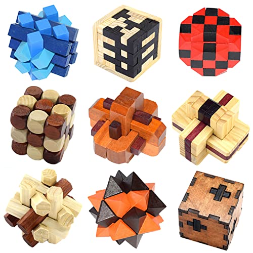 3D Holz Pädagogisches Spielzeug Denkaufgabe Puzzle, Logikspiele aus Holz, IQ Test Mind Game Denkaufgabe Zaubertrick Spielzeug für Kinder und Erwachsene von CHSEEO