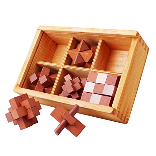 3D Holz Pädagogisches Spielzeug Denkaufgabe Puzzle, Logikspiele aus Holz, IQ Test Mind Game Denkaufgabe Zaubertrick Spielzeug für Kinder und Erwachsene von CHSEEO