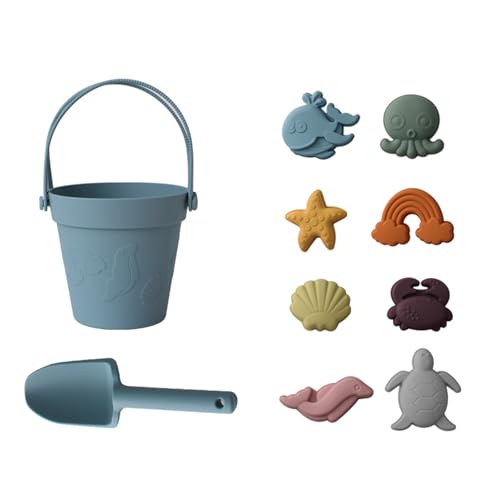 CHSEEO Sandspielzeug Silikon, 8 Stück Strandspielzeug Kinder, Sandkasten Spielzeug, Sandformen, Tierformen, Gartenspielzeug für Kinder, Sandspielzeug für Mädchen Junge(Blau) von CHSEEO