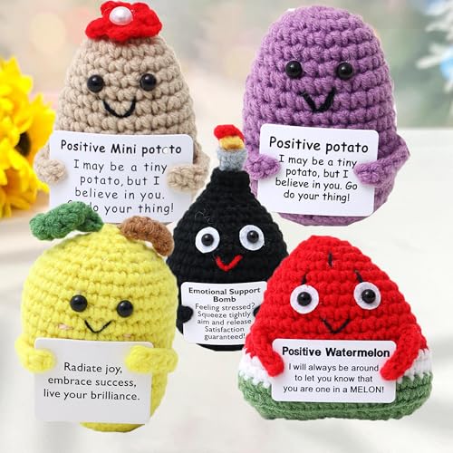 CHSG 5PCS Emotionale Unterstützung Souvenirs, Kartoffel Khaki V-Mund Perle Safran, Dreieckige Wassermelone, Schwarze Bombe, Lila Zeichen, Mango Positive Geschenke, Emotionale Unterstützung von CHSG