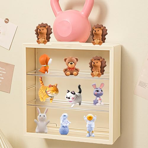 CHSG Transparente Zeichenanzeige, Cremefarbe Schaukasten, Hängevitrine, Wandvitrine Für Sammlerstücke, Action Figuren Und Miniaturmodellen,Transparente Vitrine Für Figuren, Modellautos von CHSG