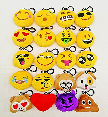 CHSYOO 20 Stücke Mini Emoji Schlüsselanhänger Durchmesser 5cm Smileys Plüsch Kissen Stil Tasche Anhänger, Geschenk für Geburtstag Kinderparty Babyparty Garten Party CHSYOO 20 Stücke Mini Emoji Schlüsselanhänger Durchmesser 5cm Smileys Plüsch Kissen Stil Tasche Anhänger, Geschenk für Geburtstag Kinderparty Babyparty Garten Party von CHSYOO