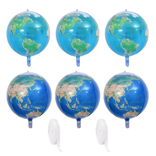6 Stück Erdballons, 2 Rollen Band, Runde Folienballons, 4D-Erdballons, Partydekorationsballons 6 Stück Erdballons, 2 Rollen Band, Runde Folienballons, 4D-Erdballons, Partydekorationsballons von CHSZSH