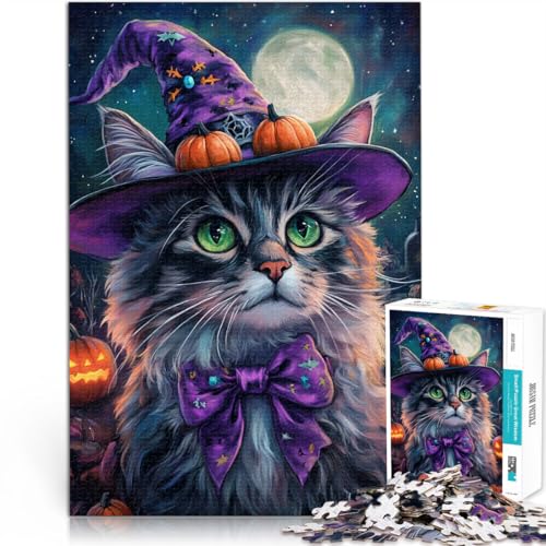 1000-Teile-Puzzle für Erwachsene Halloween Hexenkatze Aus Karton ab 14 Jahren Spielzeug für die ganze Familie Geburtstags- und einzigartige Geschenke。Größe:26x38cm/10.2x14.9Zoll 1000-Teile-Puzzle für Erwachsene Halloween Hexenkatze Aus Karton ab 14 Jahren Spielzeug für die ganze Familie Geburtstags- und einzigartige Geschenke。Größe:26x38cm/10.2x14.9Zoll von CHTLIFQ
