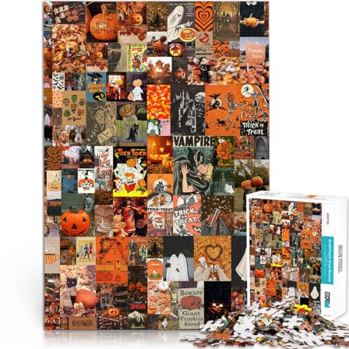 1000-Teile-Puzzle für Erwachsene Halloween-Kürbis-Patchwork Aus Karton ab 14 Jahren mit vollständig miteinander verbundenen Stücken beliebiger Form Geschenkspielzeug。Größe:26x38cm/10.2x14.9Zoll 1000-Teile-Puzzle für Erwachsene Halloween-Kürbis-Patchwork Aus Karton ab 14 Jahren mit vollständig miteinander verbundenen Stücken beliebiger Form Geschenkspielzeug。Größe:26x38cm/10.2x14.9Zoll von CHTLIFQ