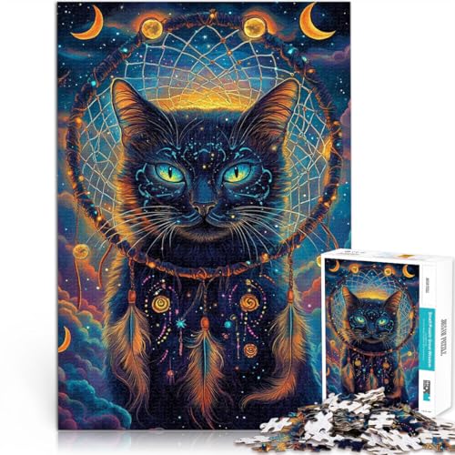 1000-Teile-Puzzle für Erwachsene Magische Katze Aus Holz ab 14 Jahren Spiel Wanddekoration Einzigartige Geschenke zum Geburtstag und zu Weihnachten。Größe：50x75cm/19.6x29.5Zoll von CHTLIFQ
