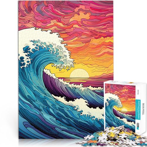 1000-Teile-Puzzle für Erwachsene Ozeanwellen Pop-Art Aus Karton ab 14 Jahren Anti-Stress-Spielzeug Tolle Geschenke und Spielzeuge。Größe：26x38cm/10.2x14.9Zoll von CHTLIFQ