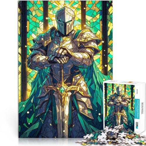 1000-Teile-Puzzle für Erwachsene Paladin aus Buntglas Aus Karton für 14+ Denksportaufgabe-Spiel Spiele Spielzeug Geschenk。Größe：26x38cm/10.2x14.9Zoll von CHTLIFQ