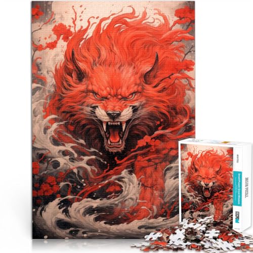 1000-Teile-Puzzle für Erwachsene Roter Wolf Aus Karton ab 14 Jahren Anti-Stress-Spielzeug Tolle Geschenke und Spielzeuge。Größe：26x38cm/10.2x14.9Zoll von CHTLIFQ