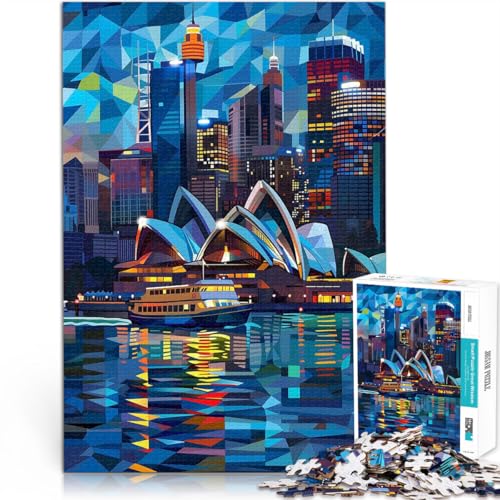 1000-Teile-Puzzle für Erwachsene Sydney Skyline bei Nacht Aus Holz ab 14 Jahren Lernspiele, Heimdekorationsspiel. Spiele Spielzeug Geschenk。Größe：50x75cm/19.6x29.5Zoll von CHTLIFQ