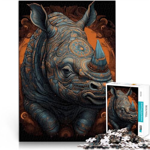 1000-Teile-Puzzle für Erwachsene Tier Nashorn Aus Holz ab 14 Jahren Familienspiel für und EIN Kunstwerk。Größe:50x75cm/19.6x29.5Zoll 1000-Teile-Puzzle für Erwachsene Tier Nashorn Aus Holz ab 14 Jahren Familienspiel für und EIN Kunstwerk。Größe:50x75cm/19.6x29.5Zoll von CHTLIFQ