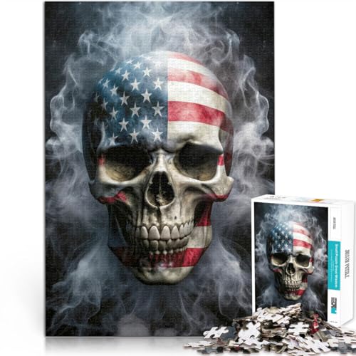 1000-Teile-Puzzle für Erwachsene USA-Totenkopf im Rauch Aus Karton ab 14 Jahren Schwierig und herausfordernd Einzigartige Wohndekorationen und Geschenke。Größe:26x38cm/10.2x14.9Zoll 1000-Teile-Puzzle für Erwachsene USA-Totenkopf im Rauch Aus Karton ab 14 Jahren Schwierig und herausfordernd Einzigartige Wohndekorationen und Geschenke。Größe:26x38cm/10.2x14.9Zoll von CHTLIFQ