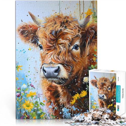 1000-Teile-Puzzle für Teenager Blumenhochlandkuh Aus Holz ab 14 Jahren Staycation: Zeit totschlagen Geschenkideen。Größe:50x75cm/19.6x29.5Zoll 1000-Teile-Puzzle für Teenager Blumenhochlandkuh Aus Holz ab 14 Jahren Staycation: Zeit totschlagen Geschenkideen。Größe:50x75cm/19.6x29.5Zoll von CHTLIFQ