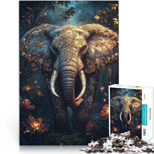 1000-Teile-Puzzle für Teenager Elefant buntes Tier Aus Karton für 14+ Lernspielzeug zum Lernen Weihnachts- und Geburtstagsgeschenke。Größe：38x52cm/14.9x20.4Zoll von CHTLIFQ