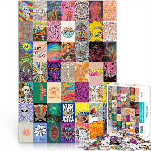 1000-Teile-Puzzle für Teenager Psychedelisches Farbspleißplakat Aus Karton für 14+ Denksportaufgabe-Spiel Spiele Spielzeug Geschenk。Größe：26x38cm/10.2x14.9Zoll von CHTLIFQ