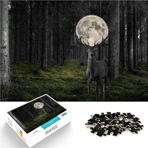 1000-Teile-Puzzle für Teenager Tiere Hirsch Natur Wild Aus Holz ab 14 Jahren DIY-Lernspiele ganze Familie eignet。Größe：50x75cm/19.6x29.5Zoll von CHTLIFQ