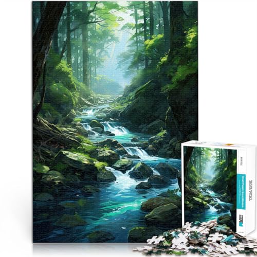 1000-Teile-Puzzles für Erwachsene Flusslandschaftskunst Aus Holz Geeignet für Personen ab 14 Jahren Intellektuelles Dekompressions-Lernspielzeug Geburtstagsgeschenke。Größe：50x75cm/19.6x29.5Zoll von CHTLIFQ
