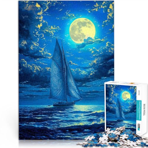 1000-Teile-Puzzles für Erwachsene Segelboot Sonnenuntergang Malerei Aus Karton Geeignet für Personen ab 14 Jahren Pädagogisches Lernspielzeug Familienspiele Geburtstagsgeschenk。Größe：38x52cm von CHTLIFQ