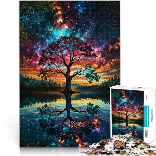 1000 Teile für Geschenke für Erwachsene Baumreflexion in der Galaxie Aus Karton für 14+ Denksportaufgabe-Spiel Spiele Spielzeug Geschenk。Größe：26x38cm/10.2x14.9Zoll von CHTLIFQ