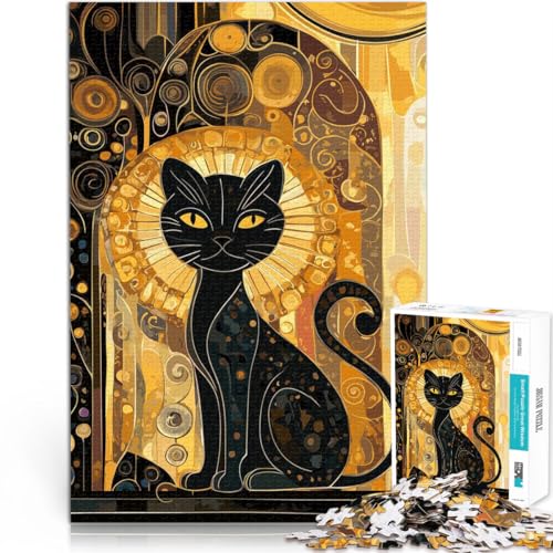 1000 Teile für Geschenke für Erwachsene Die Schwarze Katze im Gustav-Stil Aus Karton für 14+ Anti-Stress-Spielzeug Tolle Geschenke und Spielzeuge。Größe：26x38cm/10.2x14.9Zoll von CHTLIFQ