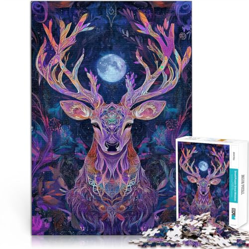 1000 Teile für Geschenke für Erwachsene Neonhirsch Aus Karton für 14+ Lernspiele Heimdekoration Wichtelgeschenke。Größe：26x38cm/10.2x14.9Zoll von CHTLIFQ